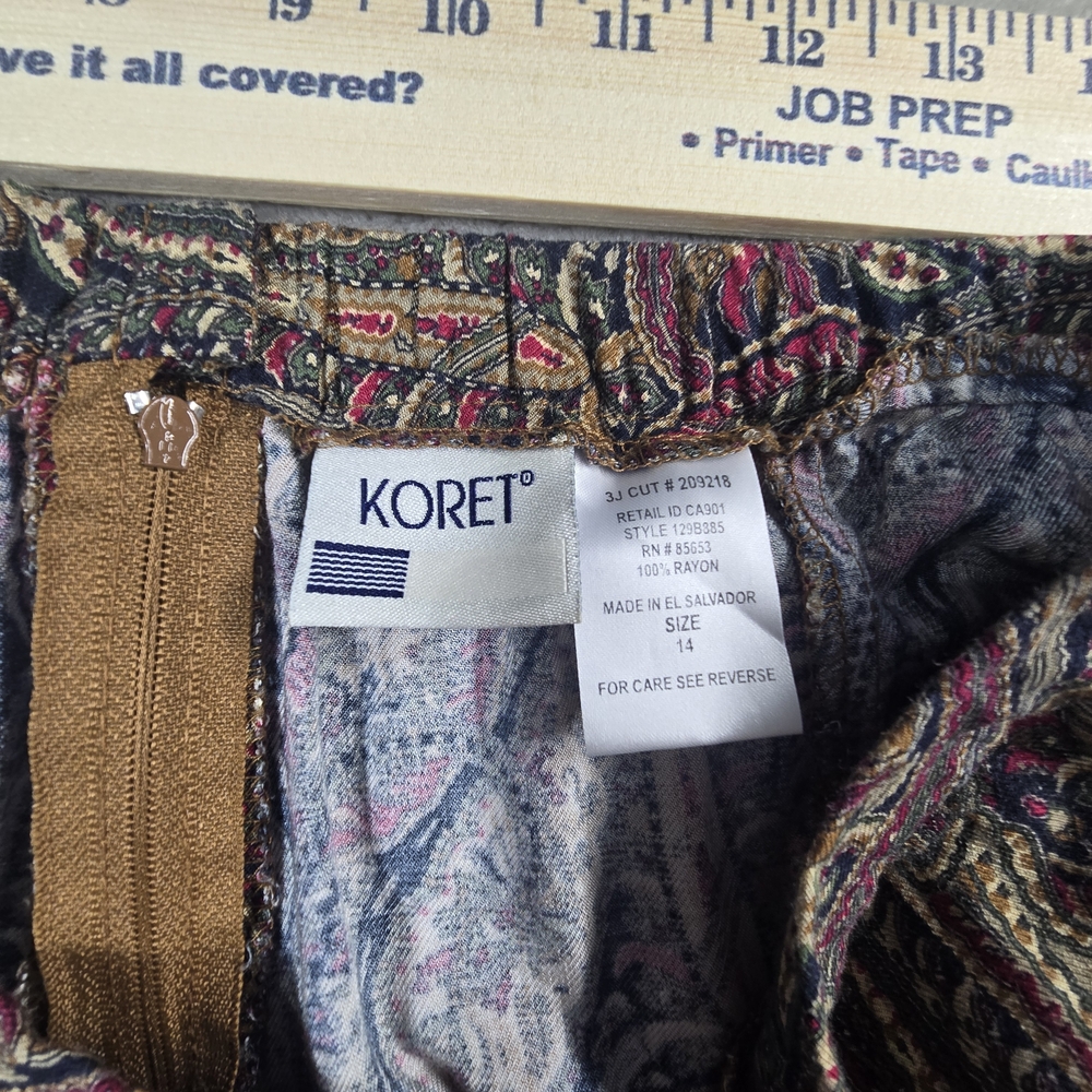 Koret Vintage Paisley Midi Skirt Size 14 Rayon Boho Elastic Waist Flowy - Picture 5 of 8